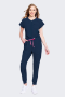 Med Couture Amp Zip Front Scrub Jumpsuit 502 front view navy