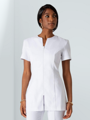 Front zip beauty white tunic