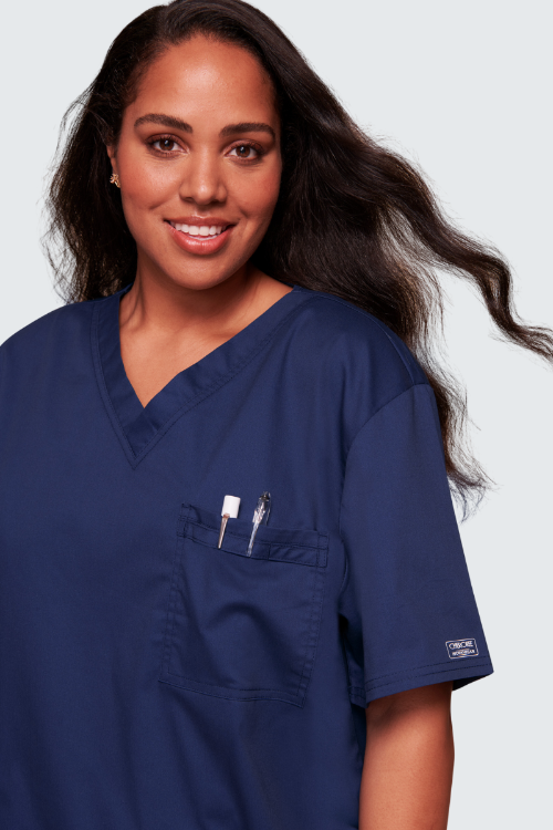 Navy Core Stretch Unisex Stretch Twill Scrub Top - Cherokee WWE4725 (5)