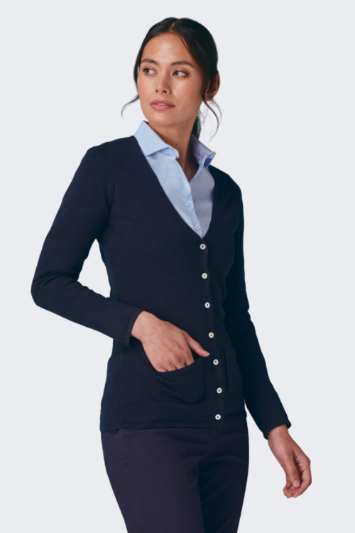 Henbury Women’s v-button cardigan